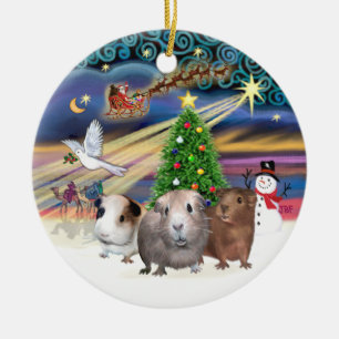 Xmas Magic - Drie cavia's Keramisch Ornament