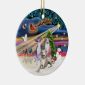 Xmas Magic - Drie Whippets Keramisch Ornament (Rechts)