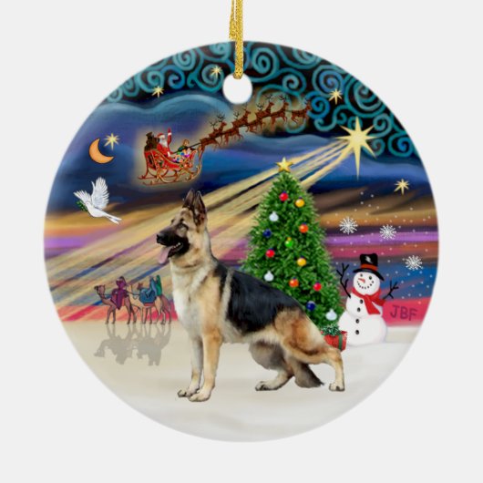 Xmas Magic - Duitse Herder 13 Keramisch Ornament (Achterkant)