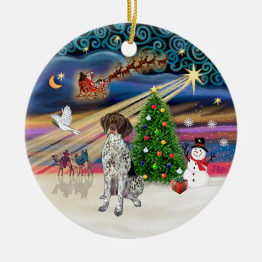 Xmas Magic - Duitse Kortharige Pointer Keramisch Ornament (Voorkant)