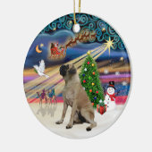 Xmas Magic - Engelse Bull Mastiff Keramisch Ornament (Links)