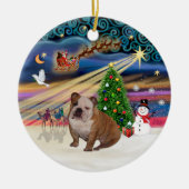 Xmas Magic - Engelse Bulldog 1 (bruin-crème) Keramisch Ornament (Voorkant)