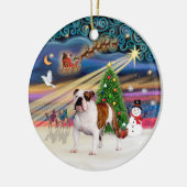 Xmas Magic - Engelse Bulldog (bruin-wit 5) Keramisch Ornament (Links)