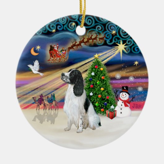Xmas Magic - Engelse Springer 7 (ZW) Keramisch Ornament (Voorkant)