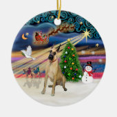 Xmas Magic - Fawn Grote Deen #20 (sit) Keramisch Ornament (Voorkant)