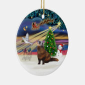 Xmas Magic - Ferret 1 Keramisch Ornament (Rechts)
