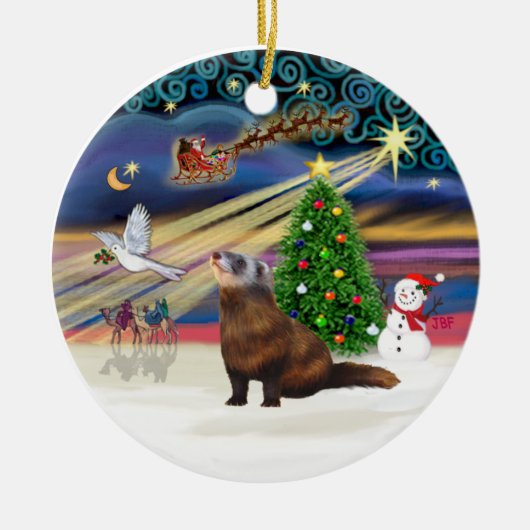 Xmas Magic - Ferret 1 Keramisch Ornament (Voorkant)