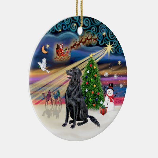 Xmas Magic - Flat Coated Retriever Keramisch Ornament (Rechts)