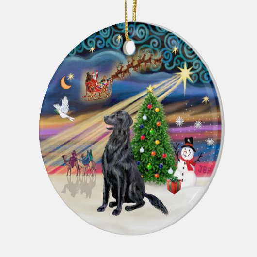 Xmas Magic - Flat Coated Retriever Keramisch Ornament (Links)