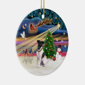 Xmas Magic - Fox Terrier (BW-Smooth) Keramisch Ornament (Rechts)