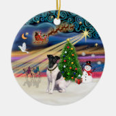 Xmas Magic - Fox Terrier (BW-Smooth) Keramisch Ornament (Voorkant)