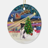Xmas Magic - Fox Terrier (BW-Smooth) Keramisch Ornament (Links)