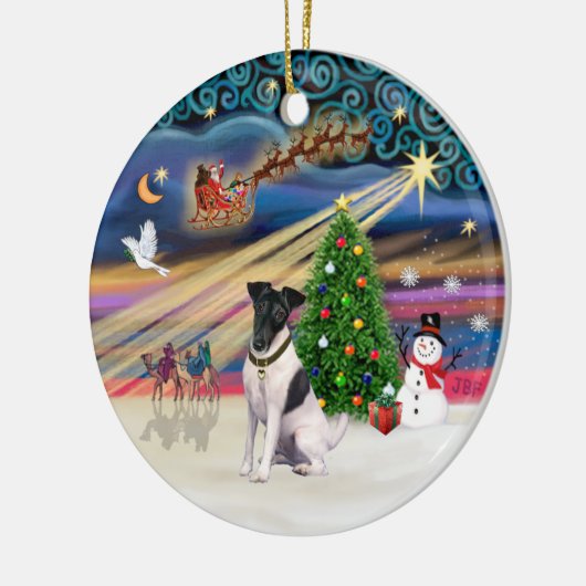 Xmas Magic - Fox Terrier (BW-Smooth) Keramisch Ornament (Links)