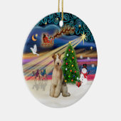 Xmas Magic - Fox Terrier (draad 3) Keramisch Ornament (Rechts)