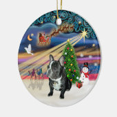 Xmas Magic - Franse Bulldog (zwart-wit) Keramisch Ornament (Links)