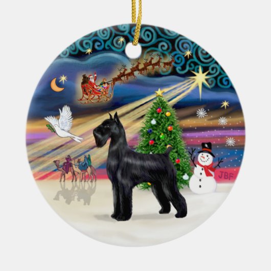 Xmas Magic - Giant Schnauzer (zwart) Keramisch Ornament (Voorkant)