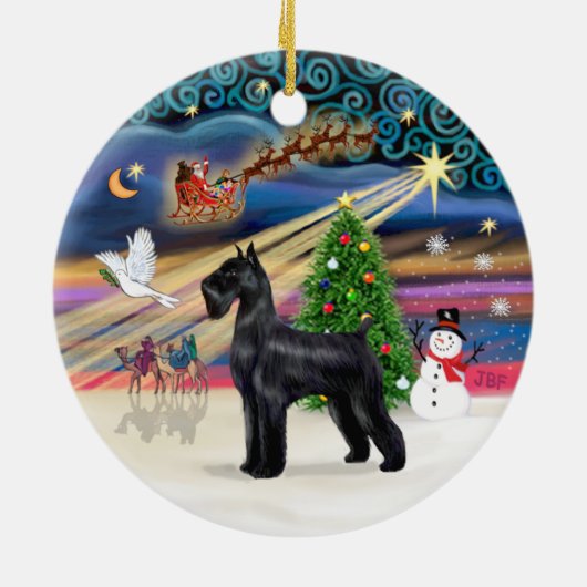 Xmas Magic - Giant Schnauzer (zwart) Keramisch Ornament (Achterkant)