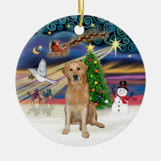 Xmas Magic - Golden Retriever (NL) Keramisch Ornament (Voorkant)