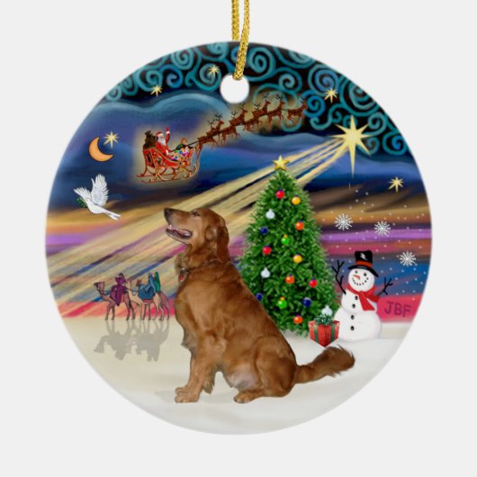 Xmas Magic - Gouden Retriever (B-Prof) Keramisch Ornament (Voorkant)