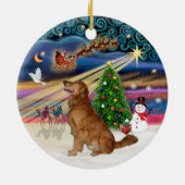Xmas Magic - Gouden Retriever (B-Prof) Keramisch Ornament (Achterkant)