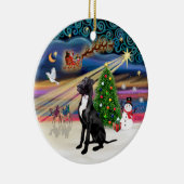 Xmas Magic - Great Dane (zwart-natuurlijk) Keramisch Ornament (Rechts)