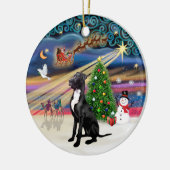 Xmas Magic - Great Dane (zwart-natuurlijk) Keramisch Ornament (Links)