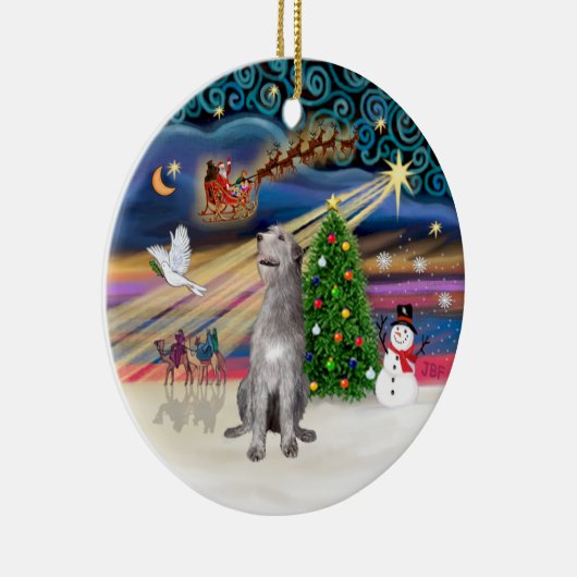 Xmas Magic - Ierse Wolfshond Keramisch Ornament (Rechts)