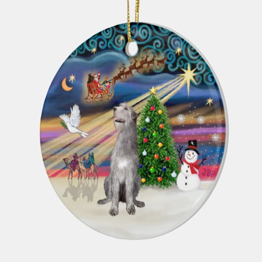 Xmas Magic - Ierse Wolfshond Keramisch Ornament (Links)