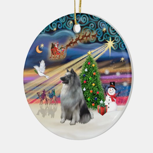 Xmas Magic - Keeshond Keramisch Ornament (Links)