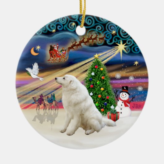 Xmas Magic - Kuvasz Keramisch Ornament (Voorkant)