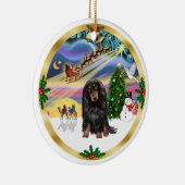 Xmas Magic - langharige (BT) Teckel Keramisch Ornament (Rechts)