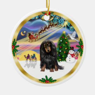 Xmas Magic - langharige (BT) Teckel Keramisch Ornament