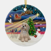 Xmas Magic - Lhasa Apso (R2) Keramisch Ornament (Voorkant)