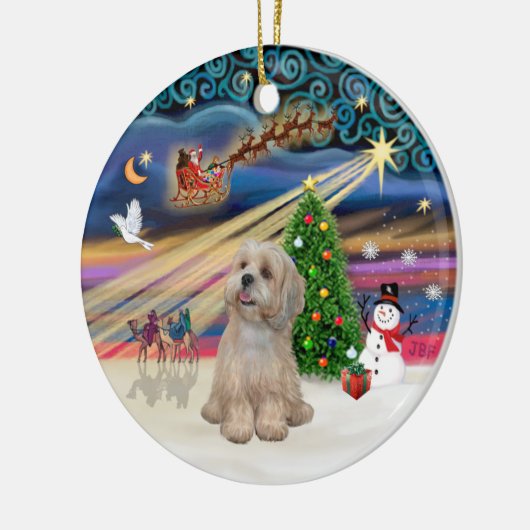 Xmas Magic - Lhasa Apso (R2) Keramisch Ornament (Links)