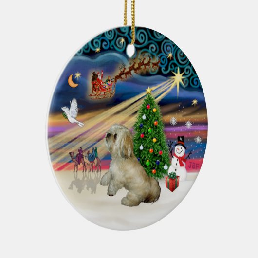 Xmas Magic - Lhasa Apso (R) Keramisch Ornament (Rechts)