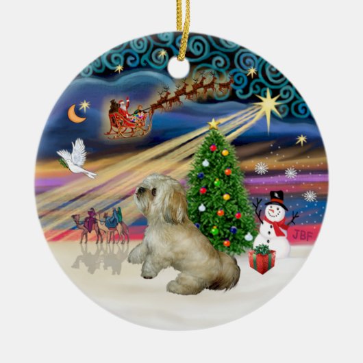 Xmas Magic - Lhasa Apso (R) Keramisch Ornament (Voorkant)