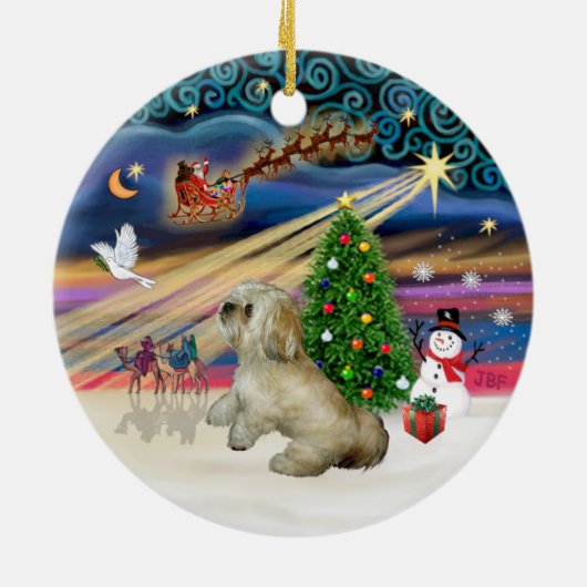 Xmas Magic - Lhasa Apso (R) Keramisch Ornament (Achterkant)