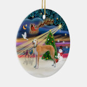 Xmas Magic - Lichtrode Windhond Keramisch Ornament (Rechts)