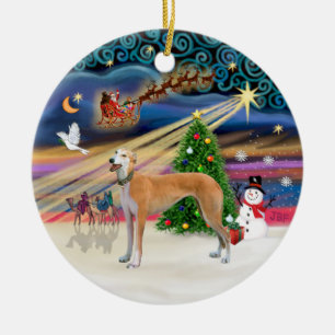 Xmas Magic - Lichtrode Windhond Keramisch Ornament