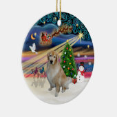Xmas Magic - Light Golden Retriever 10 Keramisch Ornament (Rechts)