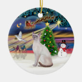 Xmas Magic - Lila Point Siamees Keramisch Ornament (Voorkant)