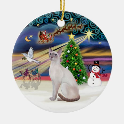 Xmas Magic - Lila Point Siamees Keramisch Ornament (Voorkant)