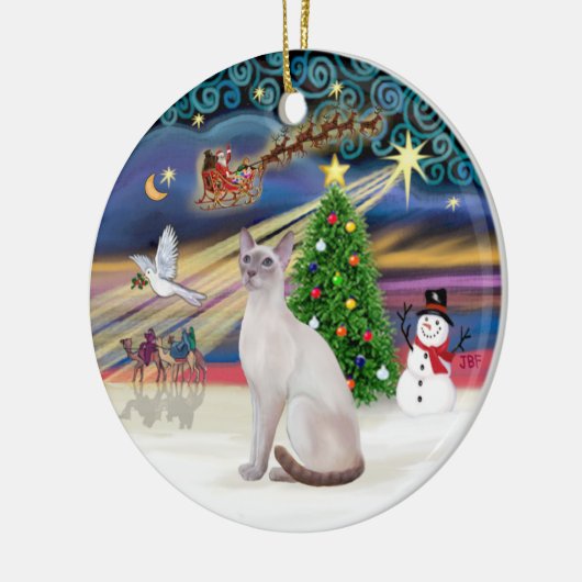 Xmas Magic - Lila Point Siamees Keramisch Ornament (Links)