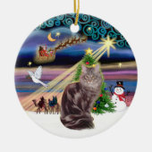 Xmas Magic - Maine Coon kat 10 Keramisch Ornament (Voorkant)