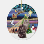 Xmas Magic - Maine Coon kat 10 Keramisch Ornament (Links)