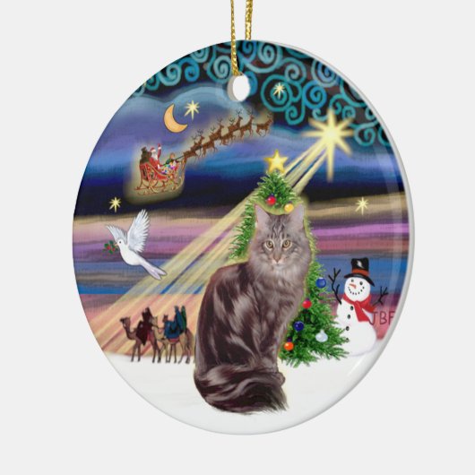 Xmas Magic - Maine Coon kat 10 Keramisch Ornament (Links)