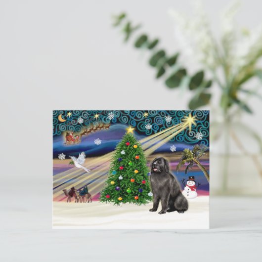 Xmas Magic Newfie-blkast Feestdagenkaart (Staand voorkant)