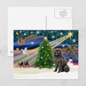 Xmas Magic Newfie-blkast Feestdagenkaart (Voorkant / Achterkant)