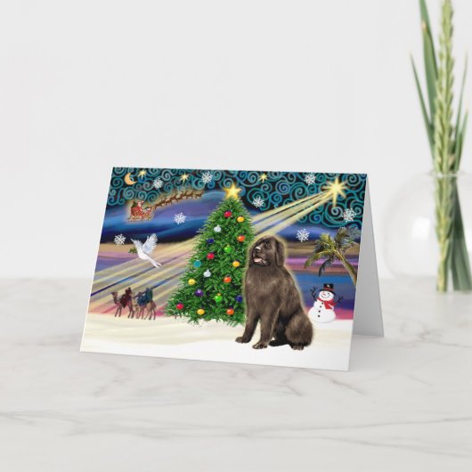 Xmas Magic-Newfie-bruin Feestdagen Kaart (Voorkant)