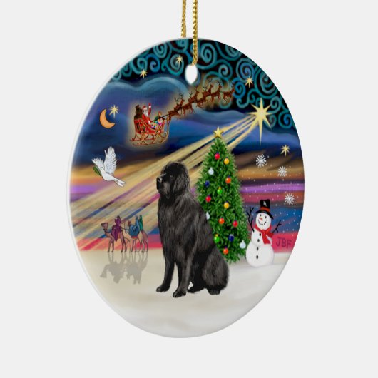 Xmas Magic - Newfoundland 1 Keramisch Ornament (Rechts)